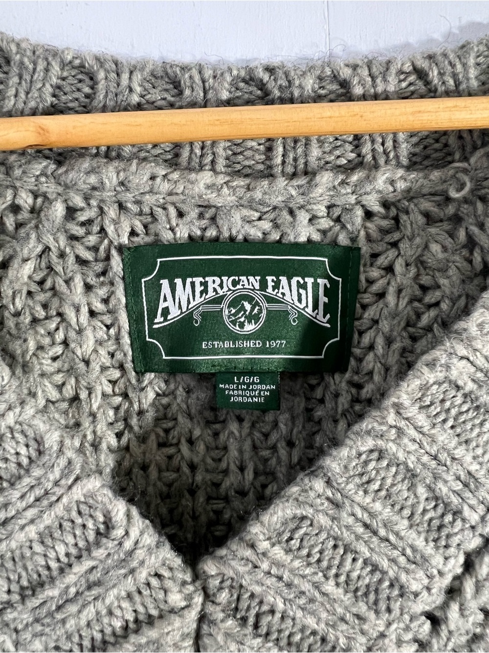 American Eagle Outfitters Olive Green V-Neck Chunky Knit Sweater - Picture 2 of 4